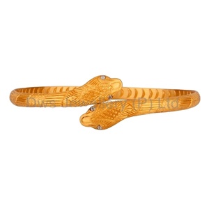 เครื่องประดับทองเหลืองชุบทองทำด้วยมือลูกบาศก์เซอร์โคเนียพลอยเคลือบเสร็จสิ้นงูปรับการออกแบบกำไลผู้ผลิตเครื่องประดับ - Product Image 2