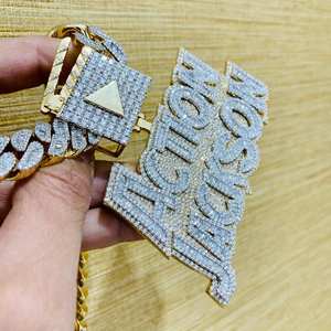 5 uds colgante redondo Real Moissanite personalizado letra 14K oro blanco plateado plata para fiestas - Product Image 4