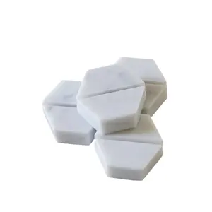 大理石の六角形の場所カードホルダー、白い大理石のカードホルダー、白い大理石のキューブの場所カードホルダー