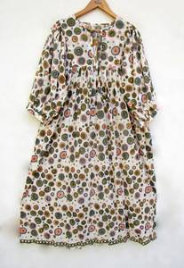 Bloc de coton imprimé robe femmes portent main bloc imprimé longue robe vêtements d'été décontracté tunique ample et coupe confortable robe ensemble - Product Image 6