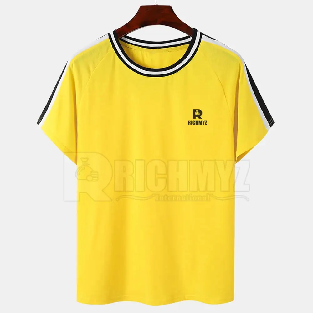 OEM fabrika yapımı erkek T-shirt sarı renk basit düz erkekler T-shirt özel tasarım