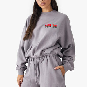 OEM/ODM 100% sudadera de mujer con capucha de gran tamaño de lana de algodón personalizado con logotipo frontal impreso ropa de calle - Product Image 1