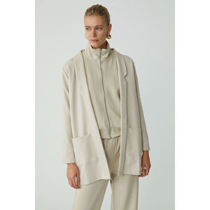 Blazer long en tricot pour femme ETHIQUET Nora, en tissu interlock, avec poche Takma et col châle - Product Image 1