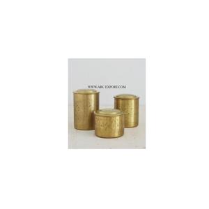 Pure Brass Kitchen Hand Carved Tin Pots Different Size Home Table Decorative Unique Gold Plated <b>Metal</b> Brass <b>Storage</b> Canisters - Product Image 1