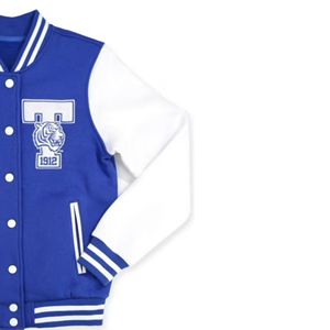 Chaqueta universitaria TSU para State University azul blanco doble botonadura lavada invierno Letterman chaqueta 1912 Tiger Patch - Product Image 4