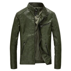 Veste verte en similicuir pour homme, manteau de moto rembourré en velours fin, vêtements d'extérieur décontractés, pardessus ample, veste grande taille pour homme - Product Image 2