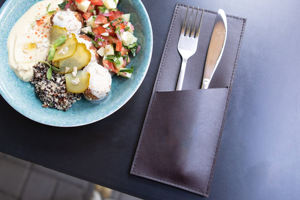 Cubiertos de cuero de lujo respetuosos con el medio ambiente portátil para restaurante, comedor, vajilla Premium, organizador, Rollo, uso fino, LYR-0020 - Product Image 4