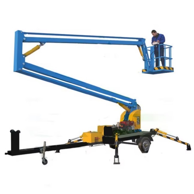 Economical 12.2m Telescoping Mobile Cherry Picker Coconut Aerial Work Platform Pump Engine Motor for Construction Lifter Boom