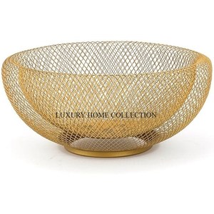 Eco-friendly New Iron Fruits and Bread <b>Basket</b> Made From Sustainable Materials with a Rustic Golden Polished Finished - Product Image 1