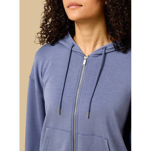 Sweat à capuche uni zippé 50% polyester 45% modal polaire respirant coupe régulière manches longues décontracté pour femme - Product Image 4