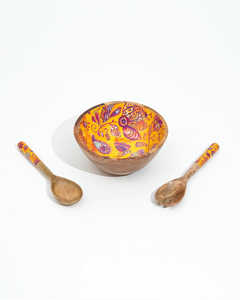 Wholesale Multicolor <b>Enamel</b> Wooden <b>Bowl</b> Set Party Serving Solutions - Product Image 3
