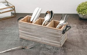 Luxury Wooden <b>Cutlery</b> Holder With Unique Engravings Suitable For Special Family Gatherings And Holiday Celebrations - Product Image 5