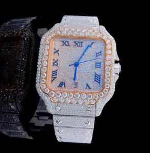 Reloj de lujo para hombre Hip Hop Iced Bling Silver Full Simulated Diamonds Ronda Movimiento de cuarzo 5mm Grosor DE LA CAJA Negocio de moda - Product Image 1
