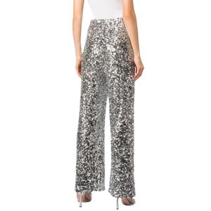 Pantalon à jambes larges à paillettes Alli Design évasé argenté Détaillant de paillettes rayonnantes Elégant Party Wear - Product Image 3