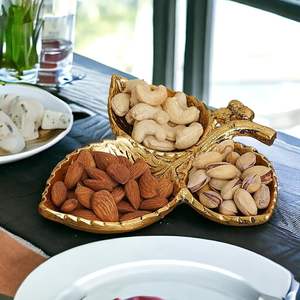 Bandeja para servir frutas secas con forma de hoja de Metal Premium, contenedor de frutas secas, pieza decorativa - Product Image 1