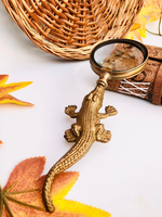 Loupe à main design crocodile Accessoires de bureau Loupe à main antique Verre Rétro Unique Accessoire de bureau Article décoratif fait à la main