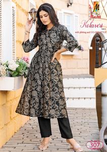 Maruti Fashion's Women's Co-Ord Set Nueva descarga vertical Impreso Kurta/Kurti Top Bottom para Indio pakistaní - Product Image 5