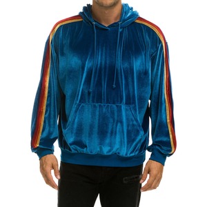 Sudaderas con capucha de terciopelo ajustadas para hombre con logotipo personalizado, ropa deportiva de patrón sólido con bolsillo, venta al por mayor a granel, tela teñida lisa - Product Image 1