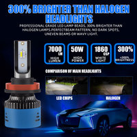 Nouvelles ampoules LED pour phares de voiture, lumière bleue glacée, trois couleurs, 50W, 9005, 9006, systèmes d'éclairage automobile, H4, H7, H11