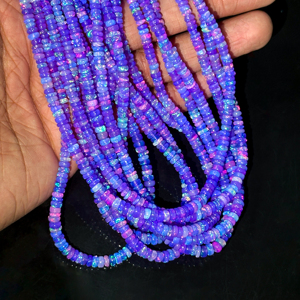 Perles rondes lisses en opale éthiopienne violette flashy, 3-5 mm, perles de pierres précieuses en opale lavande naturelle pour la fabrication de bijoux par le fabricant - Product Image 2