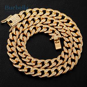 Collar de lágrima de diamante de moissanita chapado en oro de 14 quilates de plata 925 para hombre, cadena cubana de Miami, regalo para hombre - Product Image 3