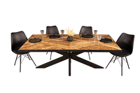 Table de salle à manger industrielle en bois de manguier massif de style industriel avec dessus en bande naturelle et pieds en araignée noire Table à manger 200 cm