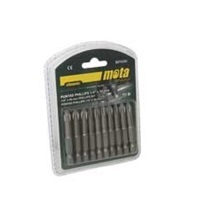 Confezione da 10 punte per cacciavite in acciaio Pozidriv PZ1 50mm 1/4" (Mota BPZ150) - Product Image 1