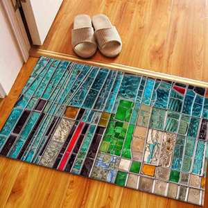 Tapis imprimé à motifs en verre coloré pour la décoration moderne de la maison, avec tapis à poils doux - Product Image 5