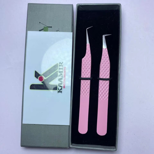 Pinzas Antimagnéticas de Acero Inoxidable Rosa Bebé de 90 Grados para Principiantes y Profesionales en Extensiones de Pestañas, Mango Cómodo, Punta Suave - Product Image 1