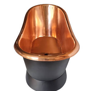 Bañera de Metal de cobre para baño humano usado, bañera de tamaño estándar, acabado antiguo de cobre, bañera recta de pie - Product Image 4
