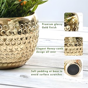 Venta caliente Lujos Metal Diseño de panal Maceta dorada para el hogar Jardín Decoración de la boda - Product Image 3