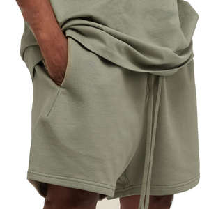 Short de jogging de sport pour homme en toile décontractée d'été, 425GSM, logo personnalisé, taille élastique, respirant, écologique, bord brut - Product Image 1