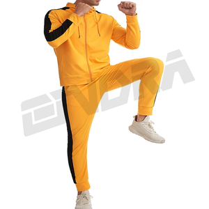 Conjunto de chándal amarillo de 2 piezas para hombre, incluye Sudadera con capucha y joggers, perfecto para ropa de calle, salón, gimnasio, viajes, moda de otoño e invierno - Product Image 3