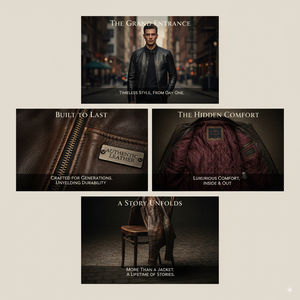 Chaqueta de Cuero Vaquera Marrón para Hombre, Estilo Bomber, con Flecos de Gamuza Vintage de Lujo Occidental, con Logotipo Frontal, Nueva - Product Image 3