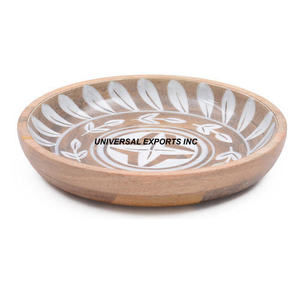 Ensaladera de madera de mesa Tazón dulce hecho a mano de forma redonda Tazón de chocolate de madera elegante de diseñador clásico - Product Image 4