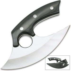 Cortador de Pizza de acero de alto carbono hecho a mano 2025, rebanada de hacha vikinga de madera Pakka con funda de cuero para uso en exteriores, grado Industrial - Product Image 1