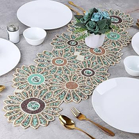 Nappe de table internationale Falah, moderne, indienne, brodée à la main, écologique, réutilisable, en tissu, avec perles, pour la décoration de table