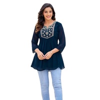 Hauts courts A-Line à séchage rapide en satin épais à imprimé floral Style doux pour le bureau et une tenue régulière
