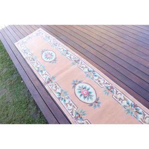 Tapis turc, tapis vintage 2,2x11,2 pieds, tapis persan en laine rose et bleu - Product Image 3