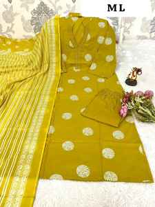 Traditional Heavy Cotton Hand Worked Fancy Design Work <b>Kurti</b> with Dupatta Set for Women Beautiful Neck in Stock Made in India - Product Image 5