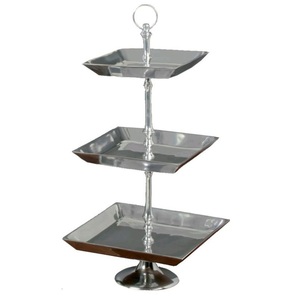 TQC American Style Aluminum 3-Tier Square <b>Cake</b> <b>Stand</b> Eco-Friendly Reasonable Price Hotel Use Handmade - Product Image 1