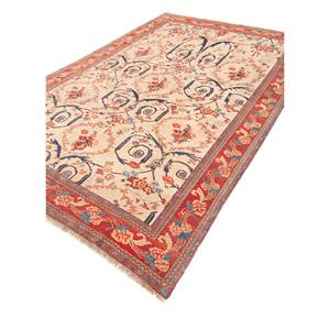 Tapis en laine noué à la main Aalam Paem-1469 ivoire, motif floral abstrait, pour salon, couloir, entrée ou chambre. - Product Image 2