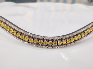 Bride de cheval de luxe en cuir avec 5 rangées de cristaux et diamants, accessoire d'équitation pour concours et spectacle - Product Image 3
