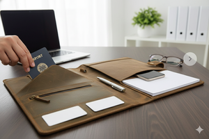 Portefeuille en cuir Organisateur Dossier en cuir Portefeuille en cuir pour hommes femmes affaires Couverture de cahier Reprendre Dossier Pad juridique - Product Image 5