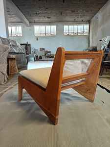 Sillón Reclinable ROMA CANE, Sillón de Madera Maciza Nórdica con Asiento Tapizado, Diseño Europeo Ecológico - Product Image 4