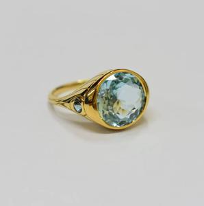 Anillo Clásico Grueso Chapado en Oro de 14K S925 con Topacio Azul Cielo Natural y Topacio Azul Londres, Personalizable para Venta al por Menor, OEM y ODM - Product Image 1