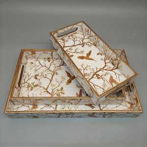 Modern Meena <b>Print</b> Wooden Tray | Handcrafted Eco-Friendly Decorative Serving Tray with Indian Artwork Dishwasher Safe & Durable - Product Image 2