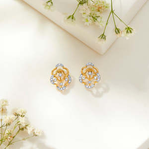 Boucles d'oreilles clous géométriques en zircon plaqué or 18 carats pour femmes, options or rose, blanc et jaune - Product Image 1