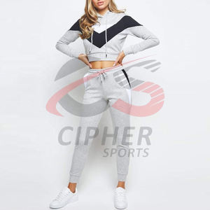 Top grossiste personnalisé femmes survêtement dernière conception femmes survêtement de qualité supérieure 100% coton plaine survêtement à capuche ensembles - Product Image 1