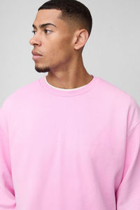 Casual Wear 100% Cotton Pink Colour Tracksuit Acid Wash Stacked <b>Trouser</b> and Sweatshirt Oversized Tracksuit For <b>Men's</b> - Product Image 2